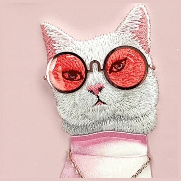 Nimmy iPhone 16 Mobilskal Glasses Cool Cat - Rosa