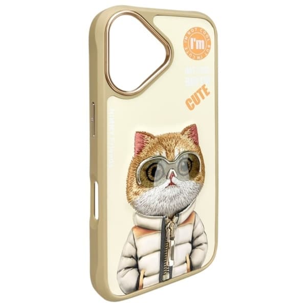 Nimmy iPhone 16 Mobilskal Cool & Cute 2.0 Cat - Khaki