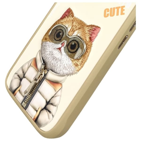 Nimmy iPhone 16 Mobilskal Cool & Cute 2.0 Cat - Khaki