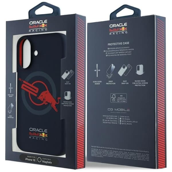 Red Bull iPhone 16 Mobilskal MagSafe HC Silikon Red Lining ORB20 - Navy