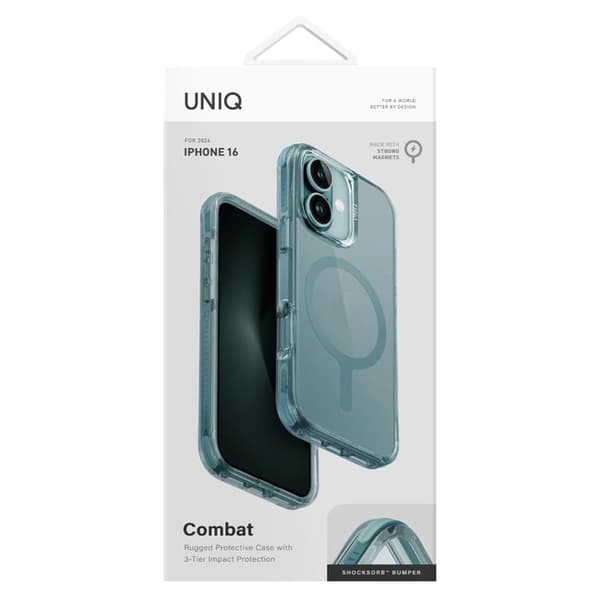 UNIQ iPhone 16 Mobilskal MagSafe Combat - Blågrönt