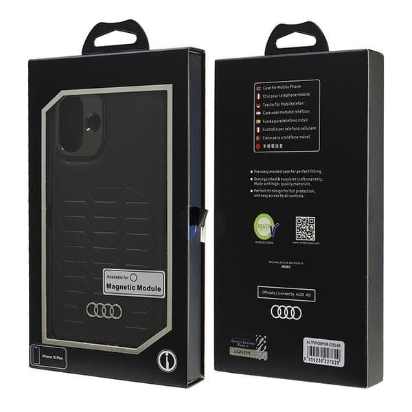 Audi iPhone 16 Plus Mobilskal MagSafe Syntetiskt Läder - Svart