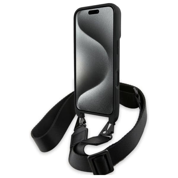 BMW iPhone 16 Plus Mobilskal Carbon Stripe & Strap - Svart