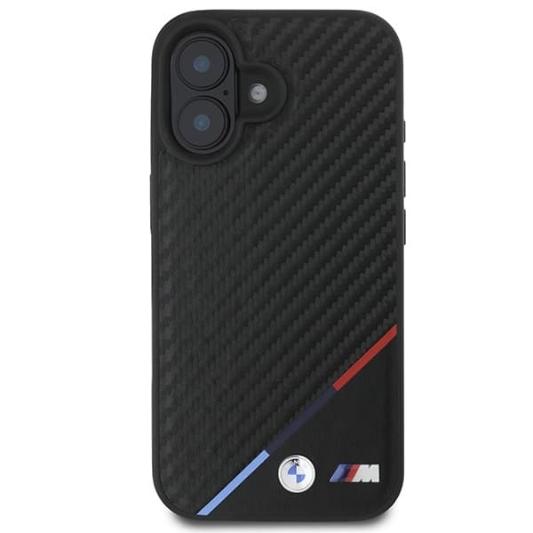 BMW iPhone 16 Plus Mobilskal MagSafe Carbon Tricolor - Svart