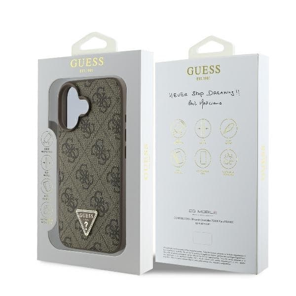 Guess iPhone 16 Plus Mobilskal 4G Triangle Strass - Brun