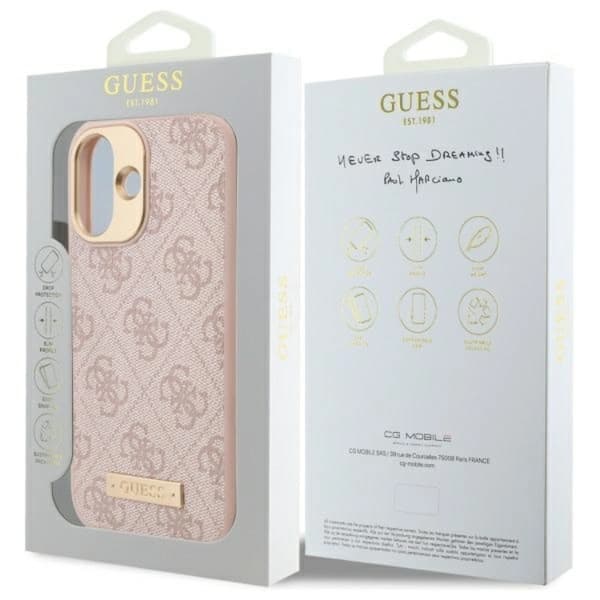 Guess iPhone 16 Plus Mobilskal MagSafe 4G Logo Plate - Rosa