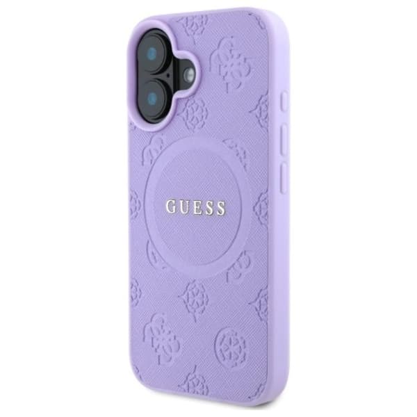Guess iPhone 16 Plus Mobilskal Magsafe Saffiano Peony Classic Logo - Lila