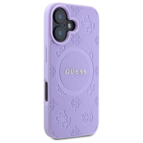 Guess iPhone 16 Plus Mobilskal Magsafe Saffiano Peony Classic Logo - Lila