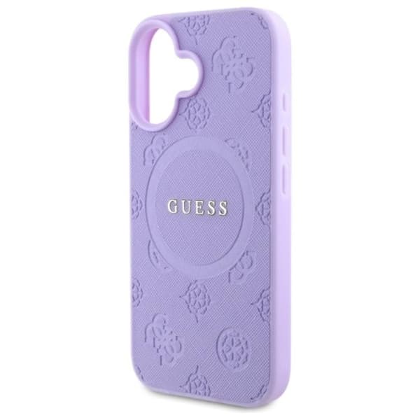 Guess iPhone 16 Plus Mobilskal Magsafe Saffiano Peony Classic Logo - Lila