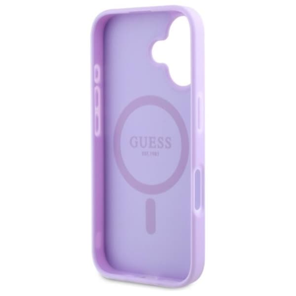 Guess iPhone 16 Plus Mobilskal Magsafe Saffiano Peony Classic Logo - Lila