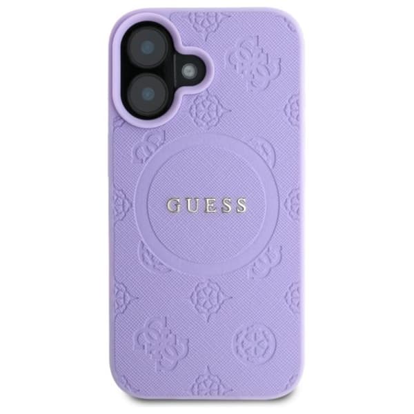 Guess iPhone 16 Plus Mobilskal Magsafe Saffiano Peony Classic Logo - Lila