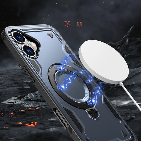 iPhone 16 Plus Mobilskal MagSafe Hybrid Armor Trendy - Blå
