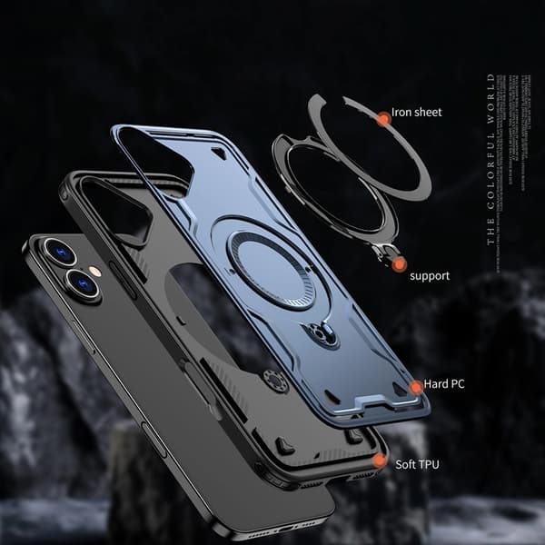 iPhone 16 Plus Mobilskal MagSafe Hybrid Armor Trendy - Blå