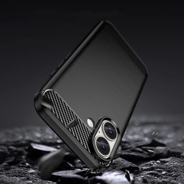 iPhone 16 Plus Mobilskal Silikon Carbon - Svart
