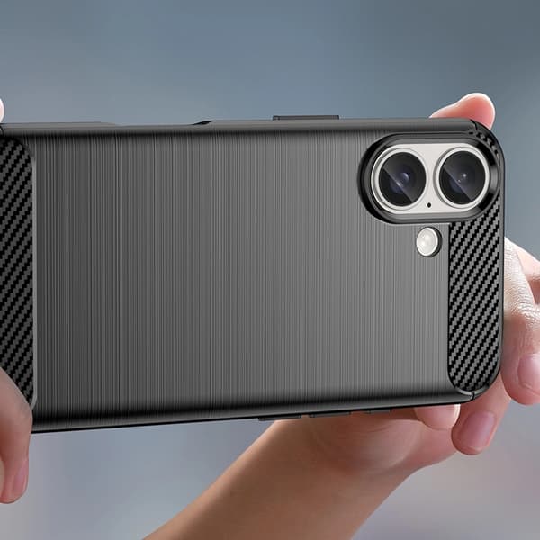 iPhone 16 Plus Mobilskal Silikon Carbon - Svart