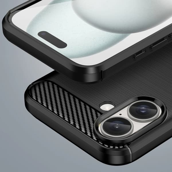 iPhone 16 Plus Mobilskal Silikon Carbon - Svart