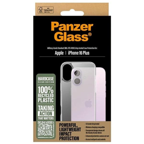 PanzerGlass iPhone 16 Plus Mobilskal Hard - Vit/Transparent