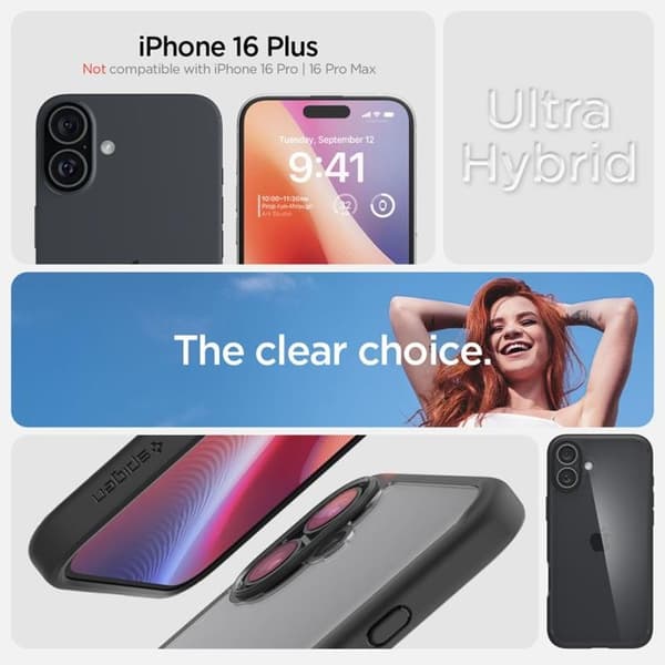 Spigen iPhone 16 Plus Mobilskal Ultra Hybrid - Matt Svart