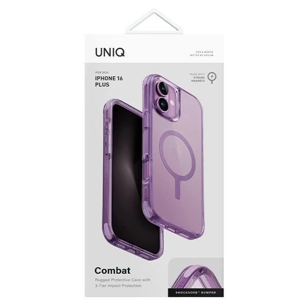UNIQ iPhone 16 Plus Mobilskal MagSafe Combat - Druvrosa