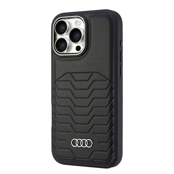 Audi iPhone 16 Pro Max Mobilskal MagSafe Syntetiskt Läder - Svart