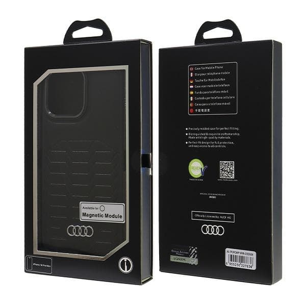 Audi iPhone 16 Pro Max Mobilskal MagSafe Syntetiskt Läder - Svart
