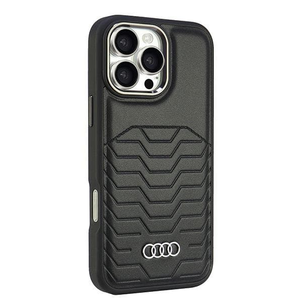 Audi iPhone 16 Pro Max Mobilskal MagSafe Syntetiskt Läder - Svart
