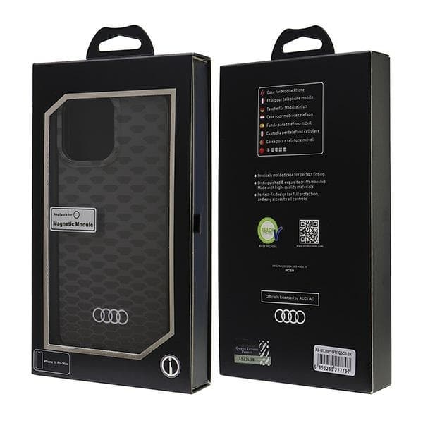Audi iPhone 16 Pro Max Mobilskal MagSafe IML Stitching - Svart