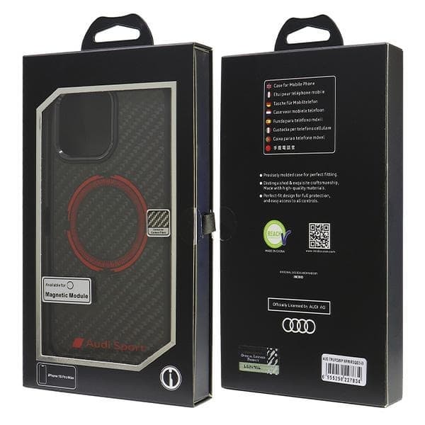 Audi iPhone 16 Pro Max Mobilskal MagSafe Röda Cirkeln - Svart