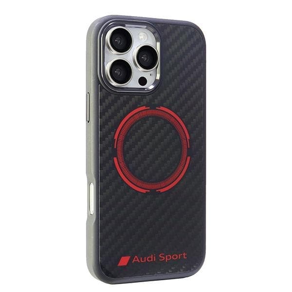 Audi iPhone 16 Pro Max Mobilskal MagSafe Röda Cirkeln - Svart