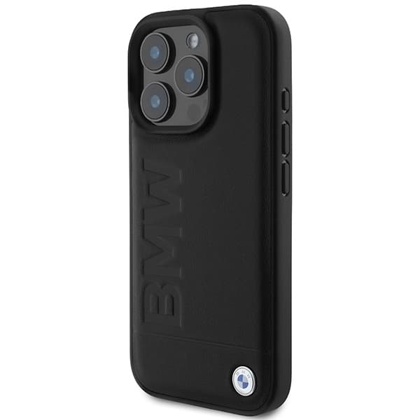 BMW iPhone 16 Pro Max Mobilskal Läder Hot Stamp - Svart