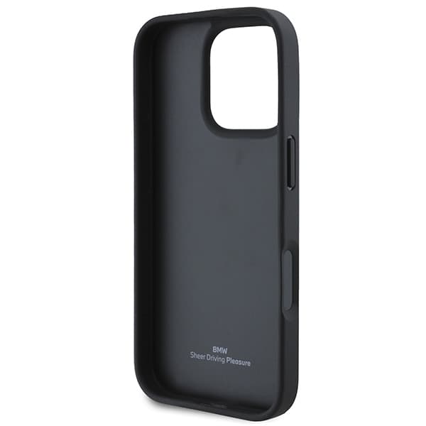 BMW iPhone 16 Pro Max Mobilskal Läder Hot Stamp - Svart