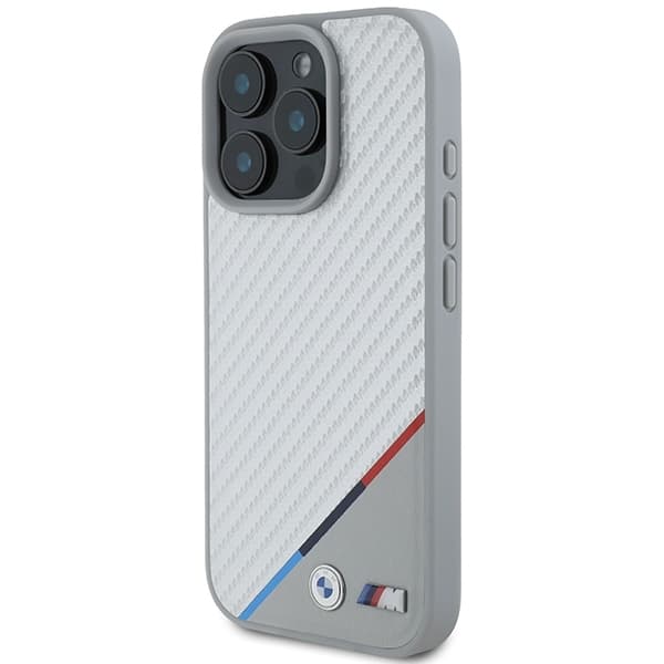 BMW iPhone 16 Pro Max Mobilskal MagSafe Carbon Tricolor Line - Grå