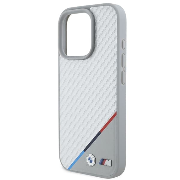 BMW iPhone 16 Pro Max Mobilskal MagSafe Carbon Tricolor Line - Grå