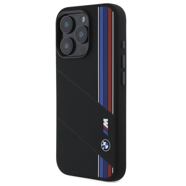 BMW iPhone 16 Pro Max Mobilskal MagSafe Silikon Cut Tricolor Lines