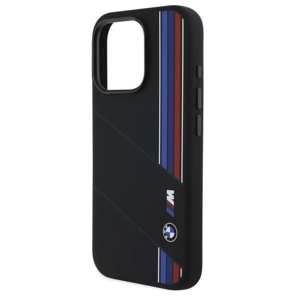 BMW iPhone 16 Pro Max Mobilskal MagSafe Silikon Cut Tricolor Lines