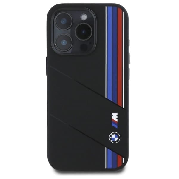 BMW iPhone 16 Pro Max Mobilskal MagSafe Silikon Cut Tricolor Lines