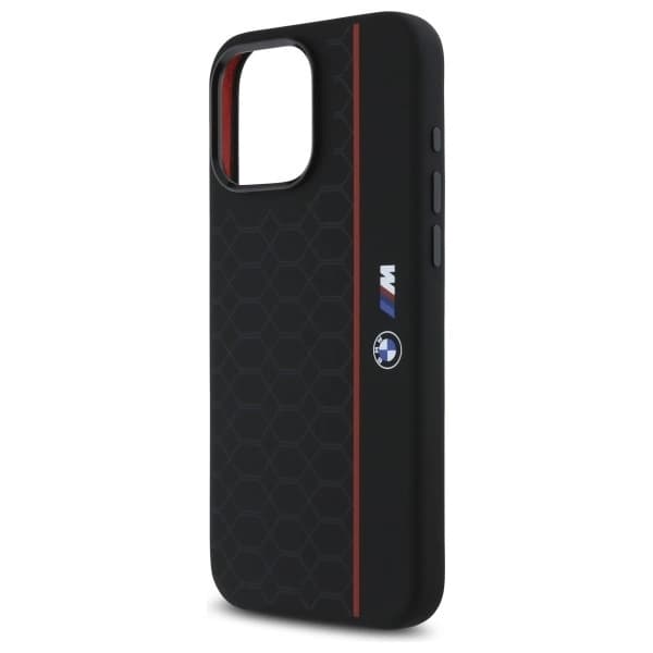 BMW iPhone 16 Pro Max Mobilskal MagSafe Silikon Hexagon Röd Line