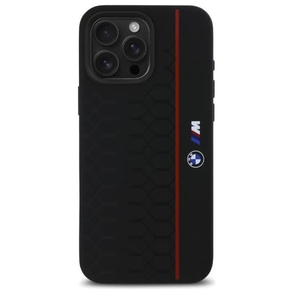 BMW iPhone 16 Pro Max Mobilskal MagSafe Silikon Hexagon Röd Line