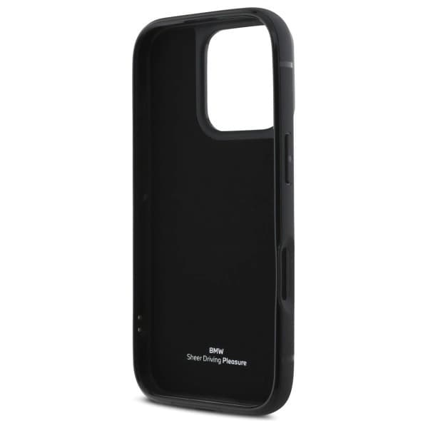 BMW iPhone 16 Pro Max Mobilskal Sign Läder Korthållare - Svart