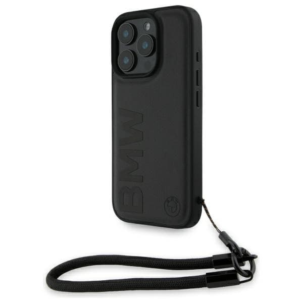 BMW iPhone 16 Pro Max Mobilskal Signature Läder Wordmark Sladd