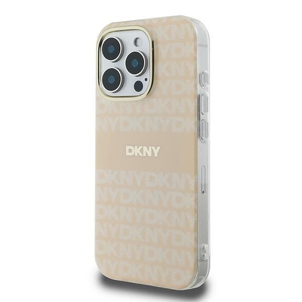 DKNY iPhone 16 Pro Max Mobilskal MagSafe Repeat Texture Stripe - Rosa