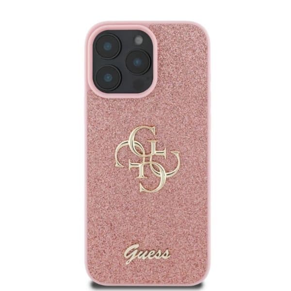 Guess iPhone 16 Pro Max Mobilskal Fixed Glitter Big 4G - Rosa
