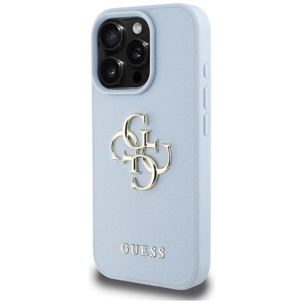 Guess iPhone 16 Pro Max Mobilskal Grained Big 4G Small Classic Logo - Blå