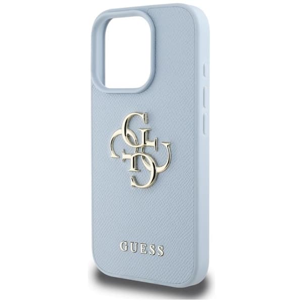 Guess iPhone 16 Pro Max Mobilskal Grained Big 4G Small Classic Logo - Blå