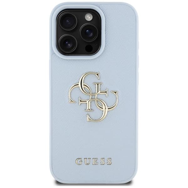 Guess iPhone 16 Pro Max Mobilskal Grained Big 4G Small Classic Logo - Blå