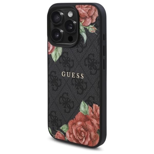 Guess iPhone 16 Pro Max Mobilskal MagSafe 4G Flowers Print - Svart