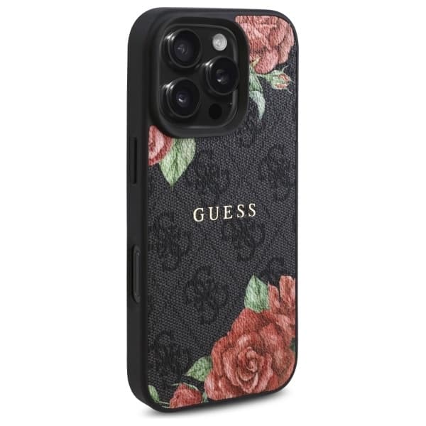 Guess iPhone 16 Pro Max Mobilskal MagSafe 4G Flowers Print - Svart