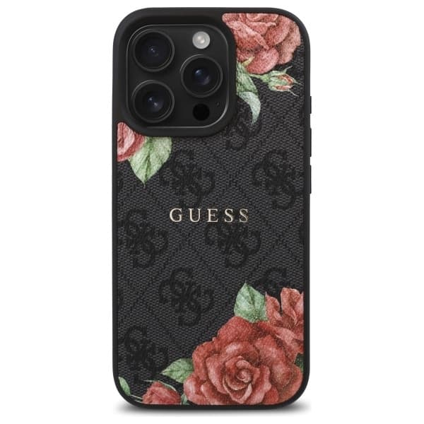Guess iPhone 16 Pro Max Mobilskal MagSafe 4G Flowers Print - Svart