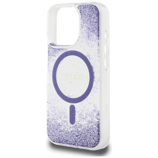 Guess iPhone 16 Pro Max Mobilskal MagSafe HC Resin Bottom Glitter - Lila