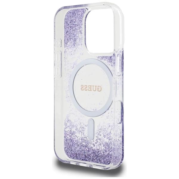 Guess iPhone 16 Pro Max Mobilskal MagSafe HC Resin Bottom Glitter - Lila